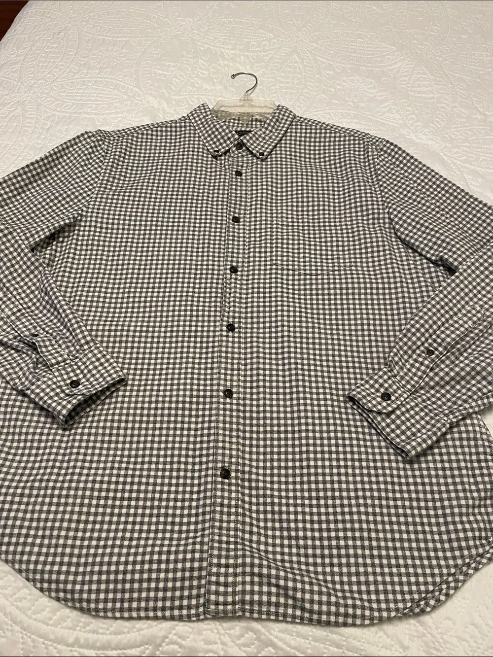 Banana Republic LUXE Flannel Oxford Button Down Shirt XL Grant Fit Gingham Check